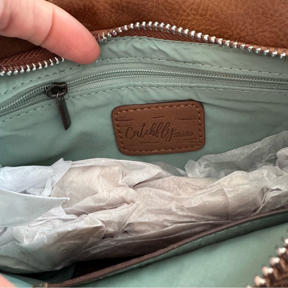 CatchFly Hair on Hide Western Shoulder Bag-Cowhide Leather Clutch NWT - Picture 10 of 11